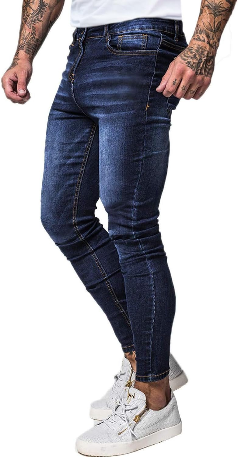 Men's Skinny Jeans Stretch Ripped Tapered Leg - Image 2