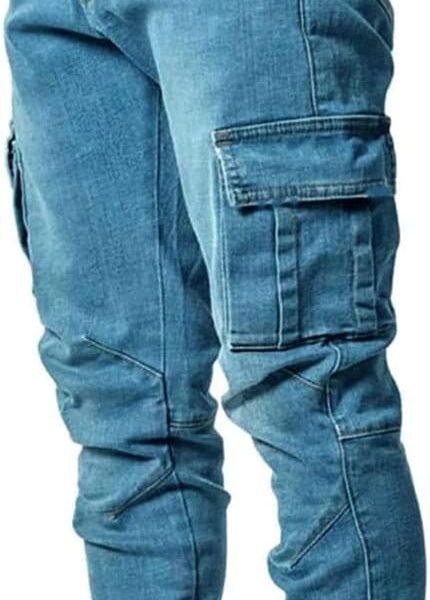 Men's Slim Fit Jeans 7 Pockets Stretch Skinny Denim Pencil Pants