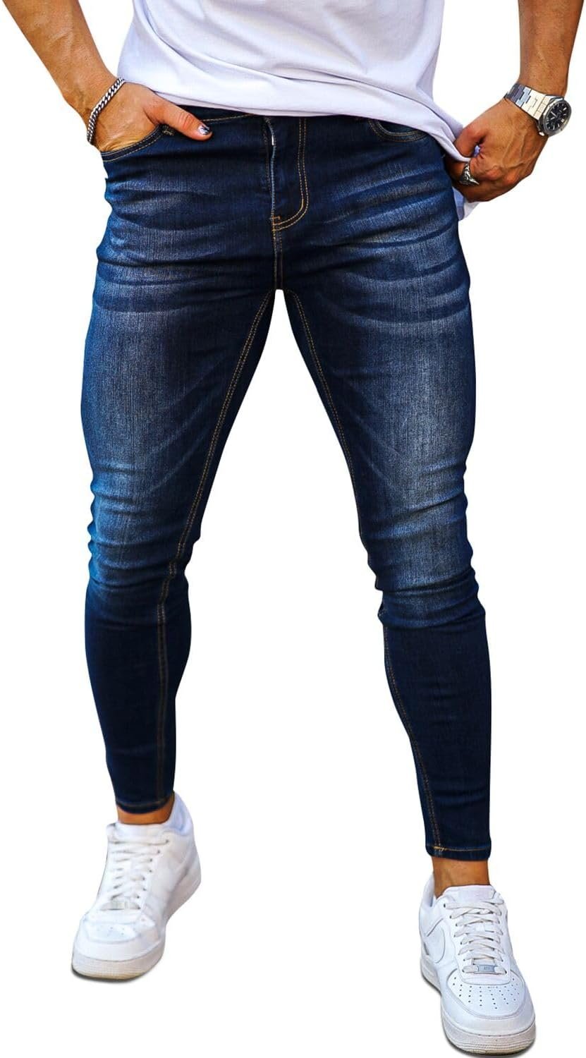Men's Skinny Jeans Stretch Ripped Tapered Leg