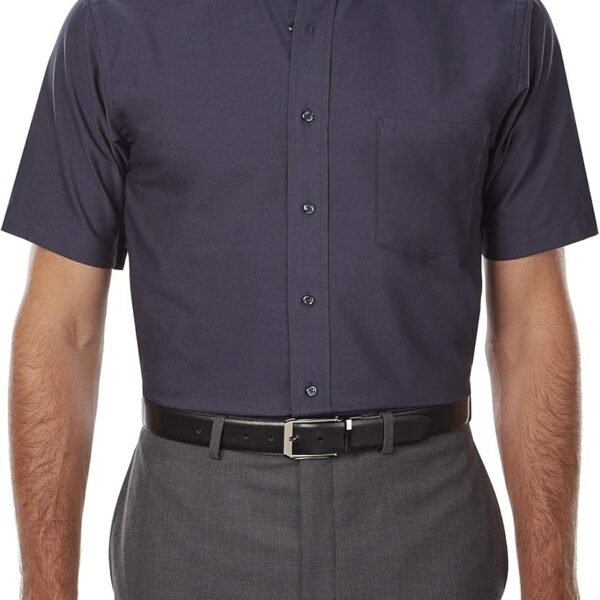 Men's Short Sleeve Dress Shirt Regular Fit Oxford Solid