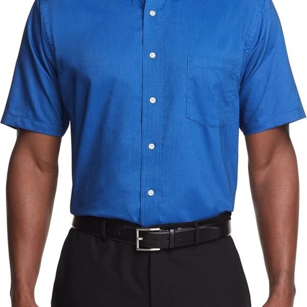 Men's Short Sleeve Dress Shirt Regular Fit Oxford Solid