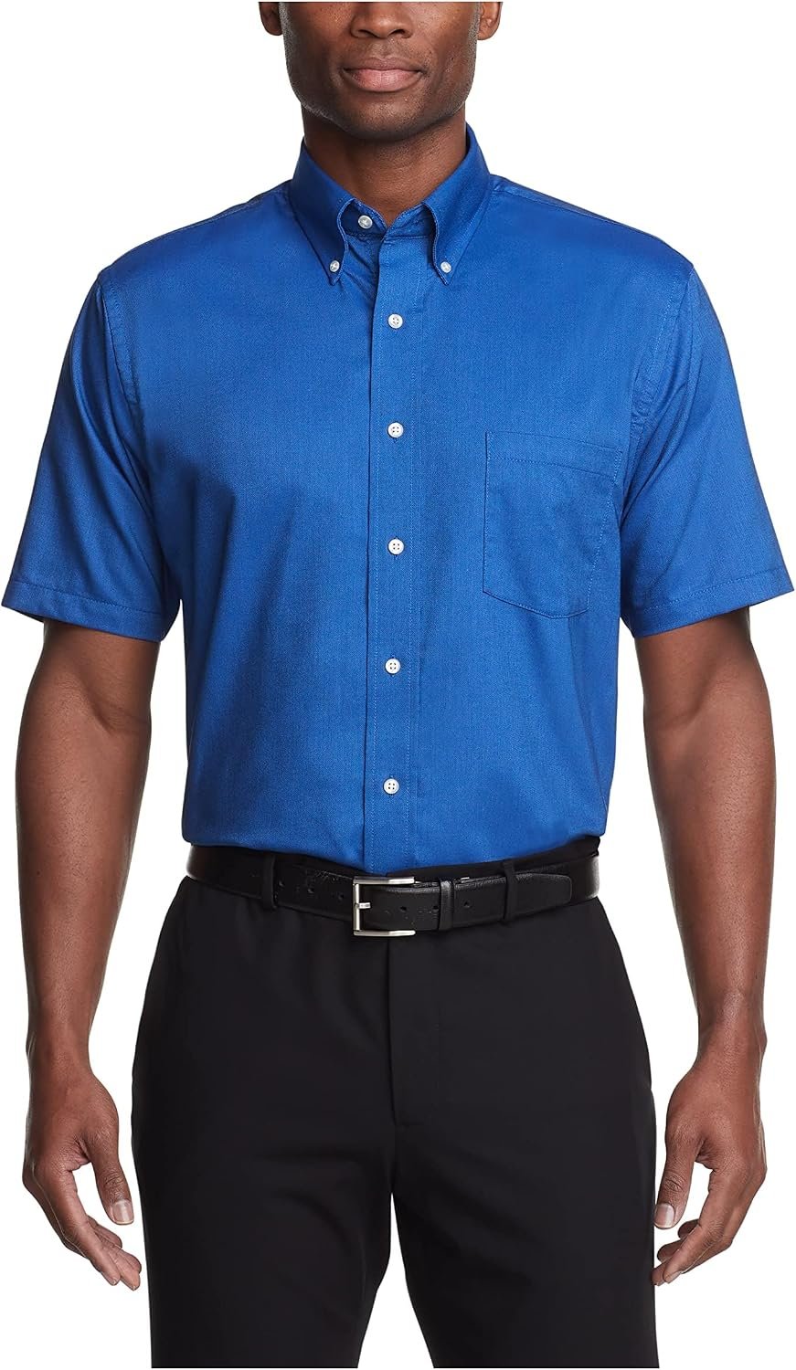Men's Short Sleeve Dress Shirt Regular Fit Oxford Solid